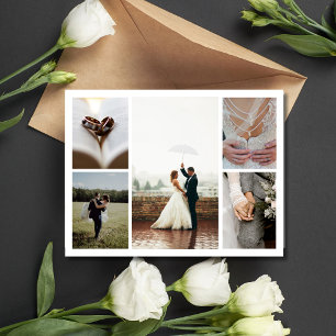 Elegante Hochzeits-Collage Dankeschön Postkarte