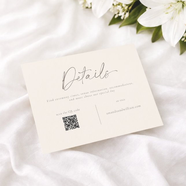 Elegante Hochzeits-Detailkarte mit QR-Code Einladung (Von Creator hochgeladen)
