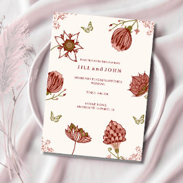 Elegante Hochzeits-Einladung Blush Pink Floral  Einladung