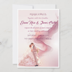 Elegante Hochzeits-Einladung für Paare mit rosa Ra Einladung
