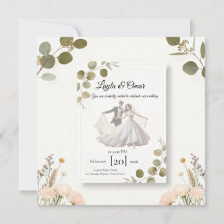 Elegante Hochzeits-Einladung – Minimalistischer Ro Karte