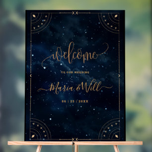 Elegante Hochzeits-Einladung Sternennacht Hochzeit Acrylschild