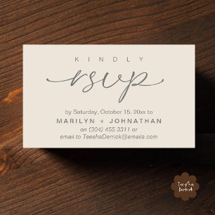 Elegante Hochzeits-Einladungen RSVP per Telefon od Begleitkarte