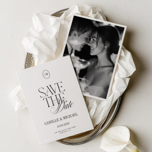 Elegante Hochzeits-Foto-Save-the-Date-Karte mit Mo Save The Date