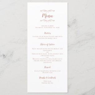 Elegante Hochzeits-Kalligrafie Roségold Dinnerpart Menükarte