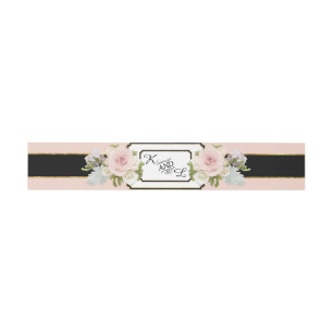 Elegante Hochzeits-mit Monogramm Rosen Einladungsbanderole