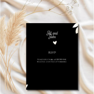Elegante Hochzeits-RSVP-Karte mit floralem Schwarz RSVP Karte
