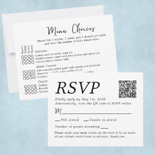 Elegante Hochzeits-RSVP-Menüauswahl für 4 Gäste Ka RSVP Karte