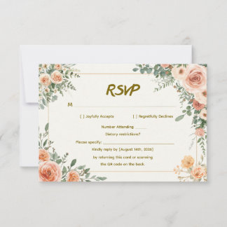 Elegante Hochzeits-RSVP mit QR-Code in floralem De RSVP Karte