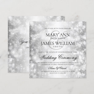 Elegante Hochzeits-Silber-Schimmer-Lichter Einladung
