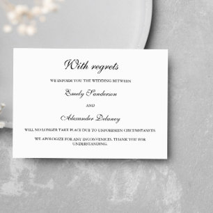 Elegante Hochzeitsabsage in Schwarz-Weiß Einladung