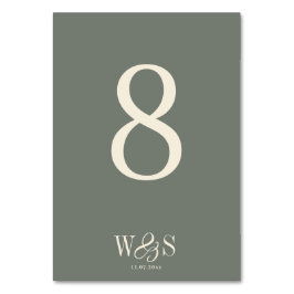 Elegante Hochzeitsanfangsbuchstaben des Paares Sag Tischnummer