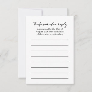 Elegante Hochzeitsantwortkarte in Schwarz und Weiß RSVP Karte