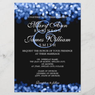 Elegante Hochzeitsblauen Lichter Einladung