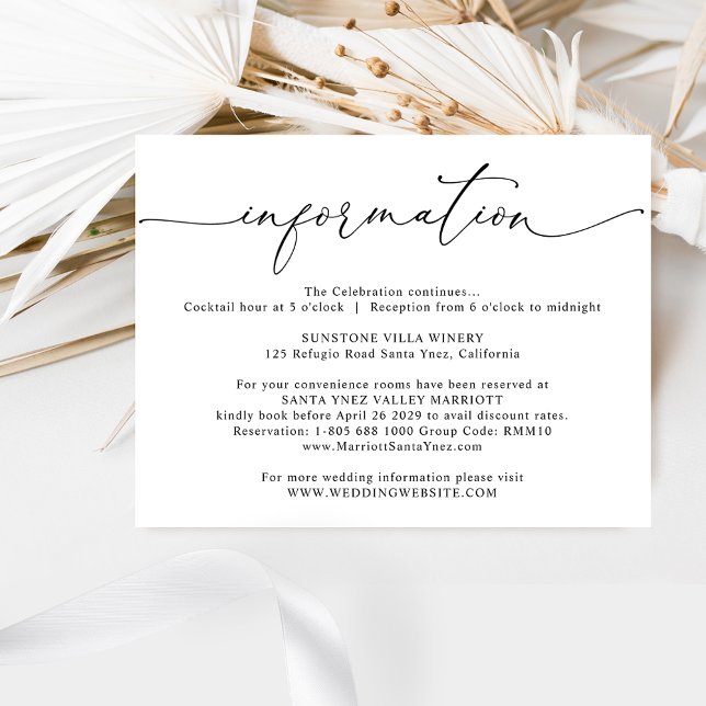 Elegante Hochzeitsdetails, Hochzeitsinformationen Begleitkarte (Von Creator hochgeladen)
