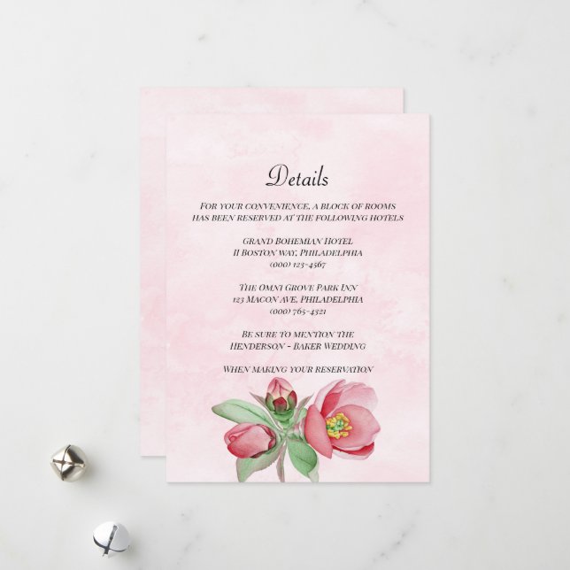 Elegante Hochzeitsdetails-Karte. Einladung (Vorderseite/Rückseite Beispiel)