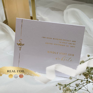 Elegante Hochzeitsdetails und Online-RSVP-Anlage Folienkarte