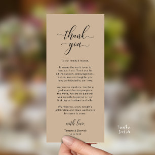Elegante Hochzeitsdinner-Tischkarten-Dankeschön-Ka Programm
