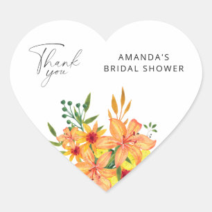Elegante Hochzeitsdusche mit floralen Motiven Herz-Aufkleber