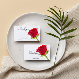 Elegante Hochzeitsdusche mit roter Rose Dankeskarte