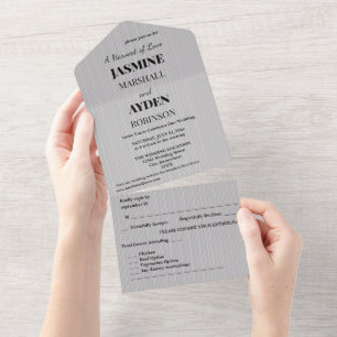 Elegante Hochzeitseinladung Abreiß-RSVP Luxe All In One Einladung
