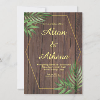 Elegante Hochzeitseinladung aus dem Holzbild Einladung