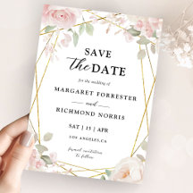 Elegante Hochzeitseinladung 'Blush Pink & Gold' zu
