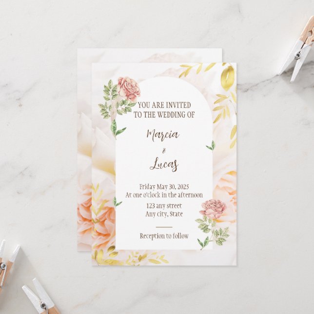 Elegante Hochzeitseinladung Einladung (Vorderseite/Rückseite Beispiel)