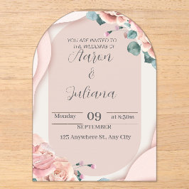 Elegante Hochzeitseinladung in rosa Farben mit Ros Acryleinladungen