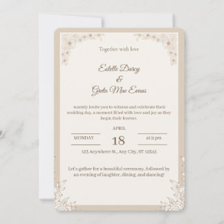 Elegante Hochzeitseinladung mit Blumenmustern Einladung