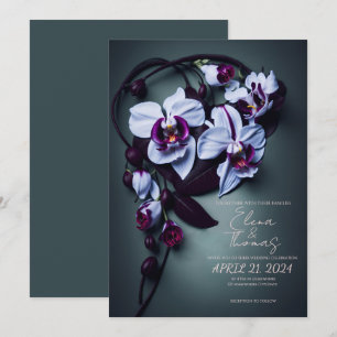 Elegante Hochzeitseinladung mit Dark Lila Orchid Einladung