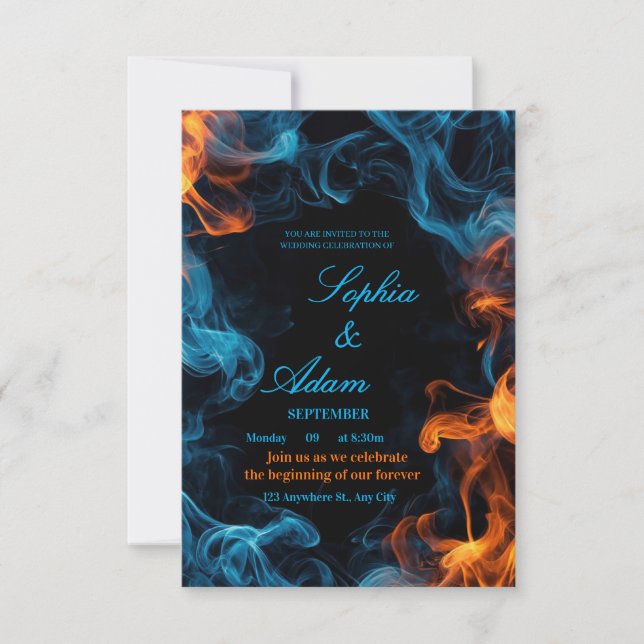 Elegante Hochzeitseinladung mit Doppel-Flamme Moti RSVP Karte (Vorderseite)