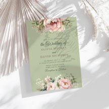 Elegante Hochzeitseinladung mit Pfingstrose im san
