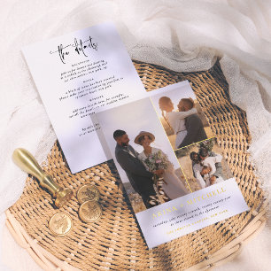 Elegante Hochzeitseinladung mit QR-Code und 3 Foto Folieneinladung