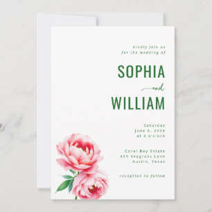 Elegante Hochzeitseinladung mit rosa Blumenmuster Einladung