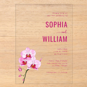 Elegante Hochzeitseinladung mit rosaroter Orchidee Acryleinladungen