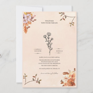 Elegante Hochzeitseinladung mit Rosen verziert Einladung