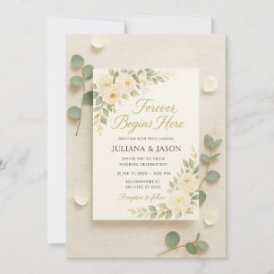 Elegante Hochzeitseinladung mit weichen Elfenbeine Einladung