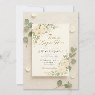 Elegante Hochzeitseinladung mit weichen Elfenbeine Einladung
