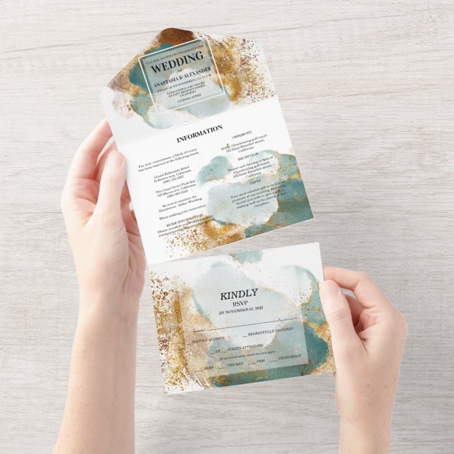 Elegante Hochzeitseinladung/uAwg/Details. All In One Einladung (Abreißen)
