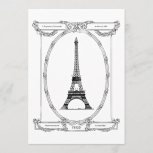 Elegante Hochzeitseinladung Vintage Paris Postkart Einladung