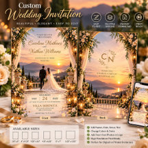 Elegante Hochzeitseinladung zum Sonnenuntergang |