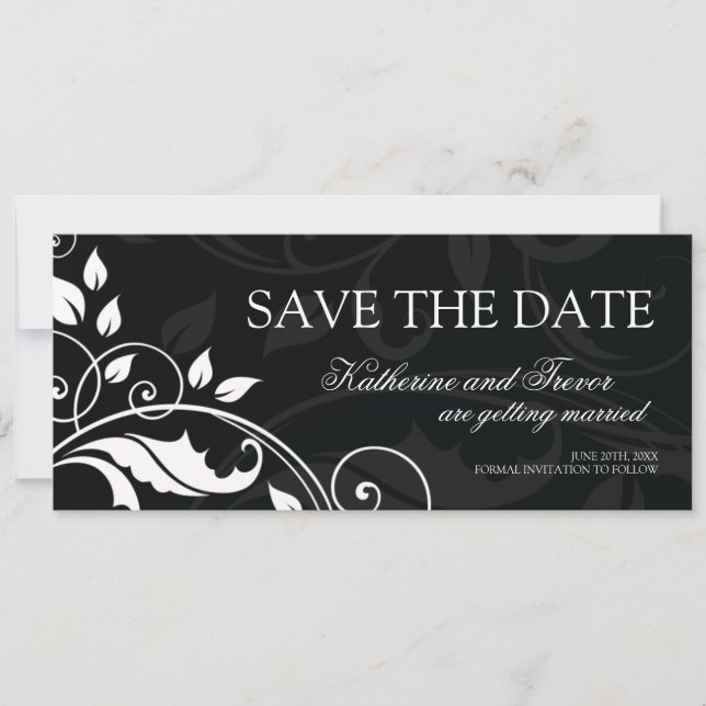 Elegante Hochzeitseinladung zur Vorankündigung Save The Date (Vorderseite)