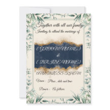 Elegante Hochzeitseinladungskarte mit floralem Ran
