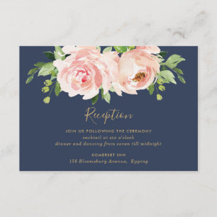 Elegante Hochzeitsempfehlung der rosafarbenen Mari Begleitkarte