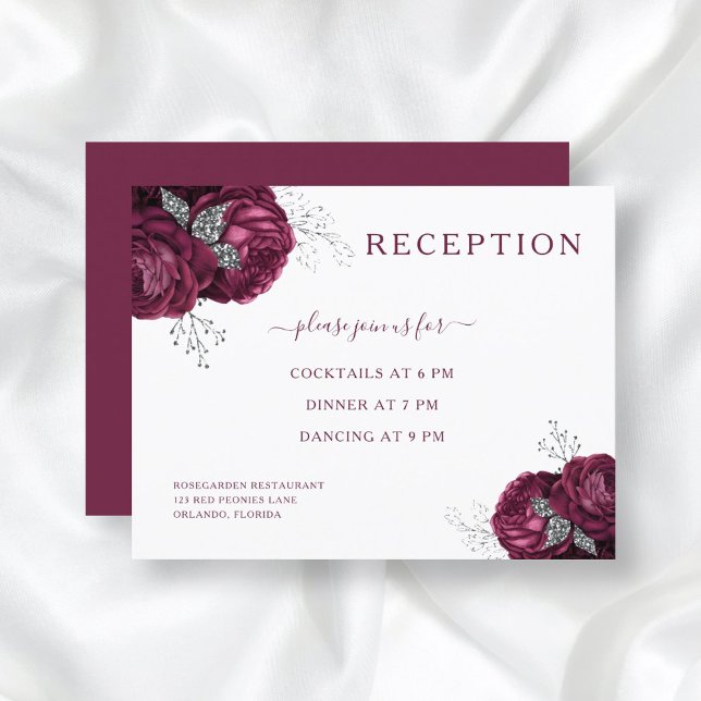 Elegante Hochzeitsempfehlung für Burgund Begleitkarte (Von Creator hochgeladen)