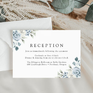 Elegante Hochzeitsempfehlung mit Blauer Flora Begleitkarte