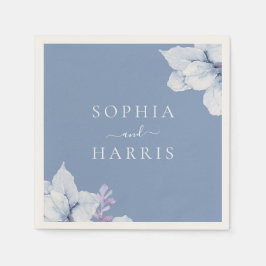 Elegante Hochzeitsempfehlung mit Blauer Flora Serviette