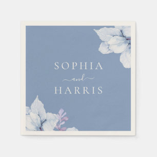 Elegante Hochzeitsempfehlung mit Blauer Flora Serviette