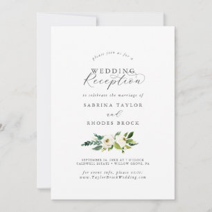 Elegante Hochzeitsempfehlung mit weißer Blüte Einladung